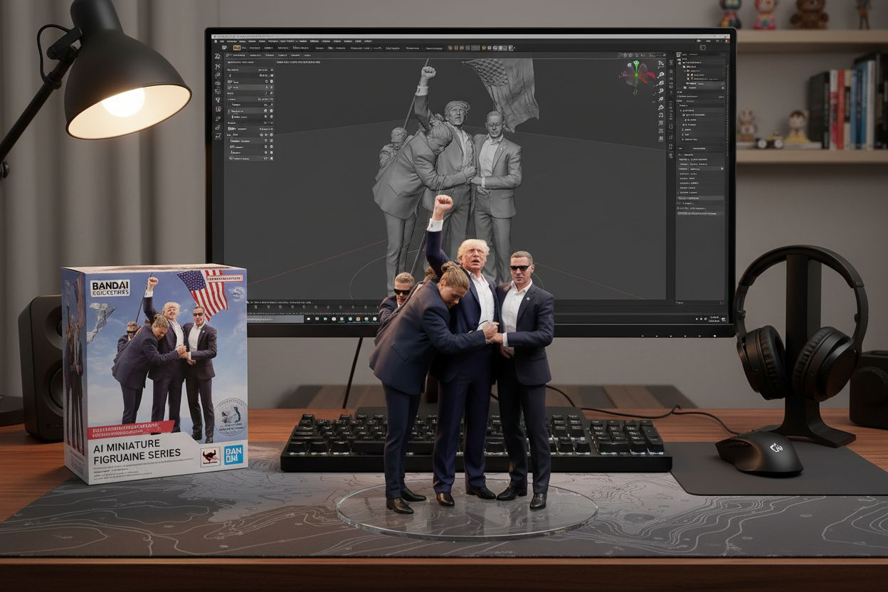 AI-generated Donald Trump miniature figurine in detailed 3D style
